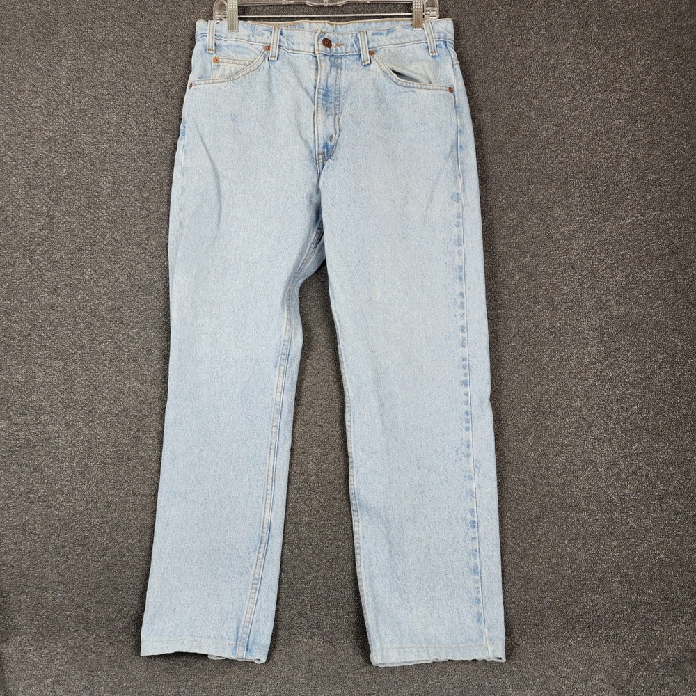 Vintage Levis 505 Orange Tab Jeans Light Wash Straight Leg Denim 33x27.5
